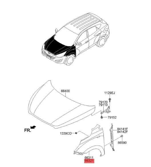 Suitable for IX35 front fender