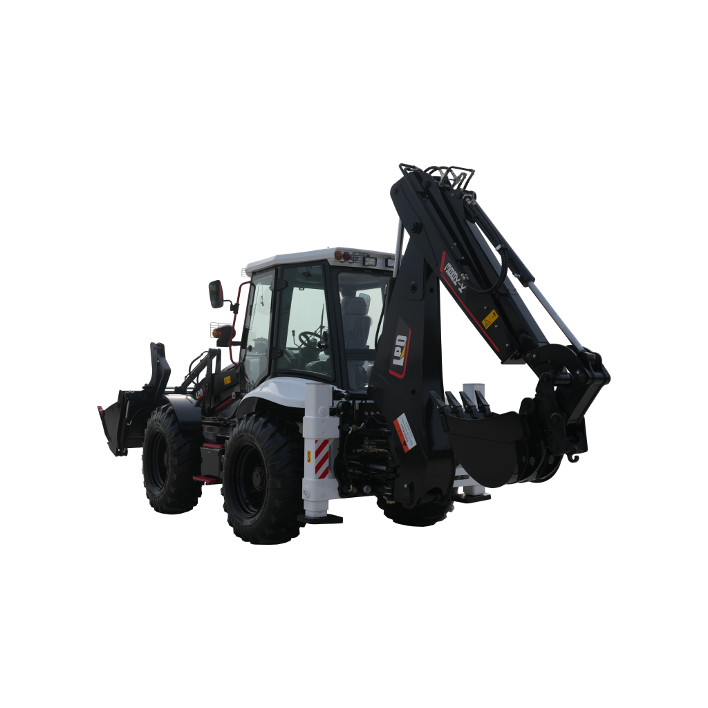 Backhoe Loader With Four-Wheel Steering
