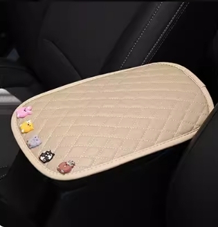 Car armrest box mat personality cartoon pattern universal car interior creative cute decoration leather anti-wear armrest pad