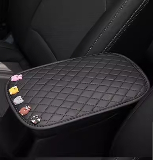 Car armrest box mat personality cartoon pattern universal car interior creative cute decoration leather anti-wear armrest pad