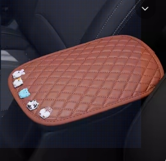 Car armrest box mat personality cartoon pattern universal car interior creative cute decoration leather anti-wear armrest pad