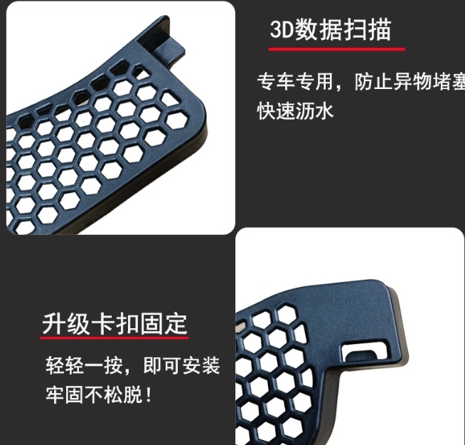 Front trunk cover, water guide trough, anti-clogging filter screen