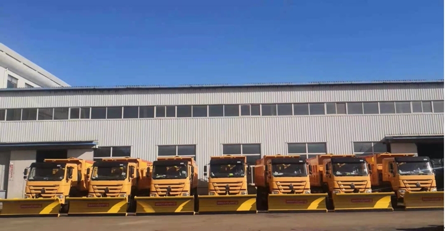 Heavy vehicle snow ploughs