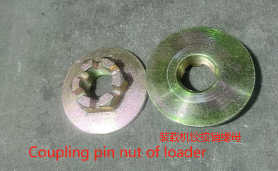 Coupling pin nut of loader