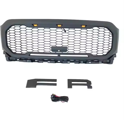 2021Matte Black Front Grill Raptor Style W/LED Amber Fit For Ford
